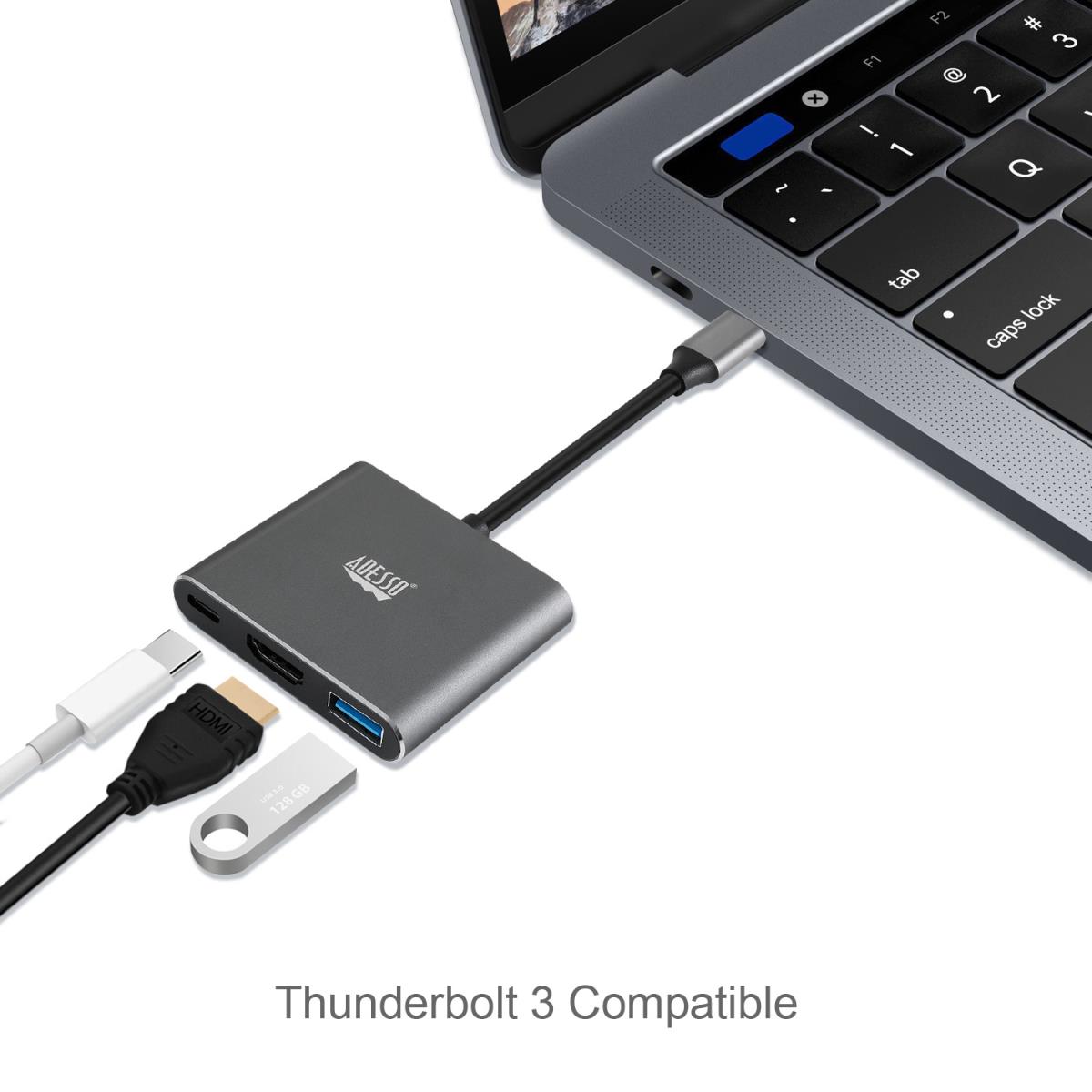 ADESSO 3-in-1 USB-c Multi-port Docking Station (taa Compliant)