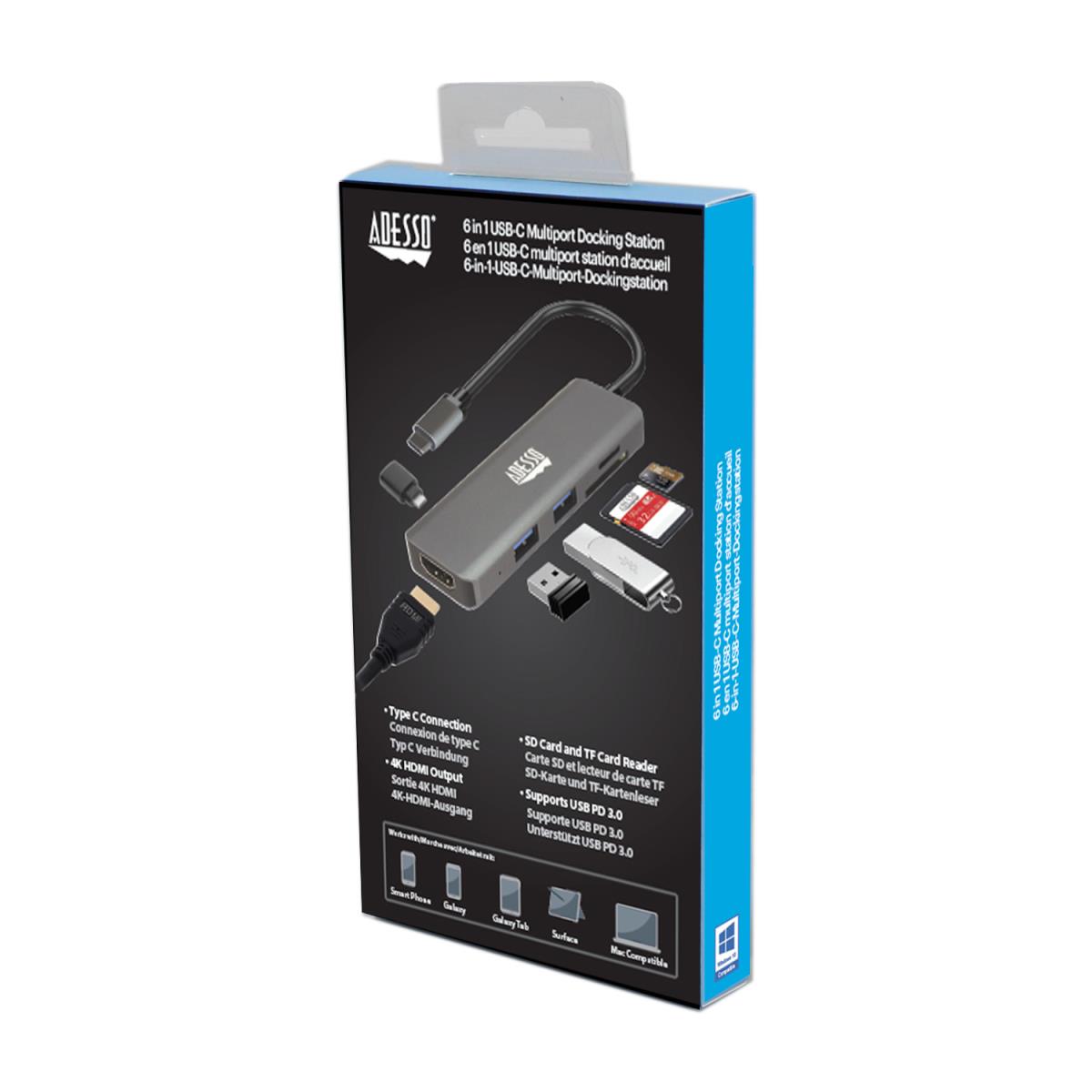 ADESSO 6-in-1 USB-c Multi-port Docking Station (taa Compliant)