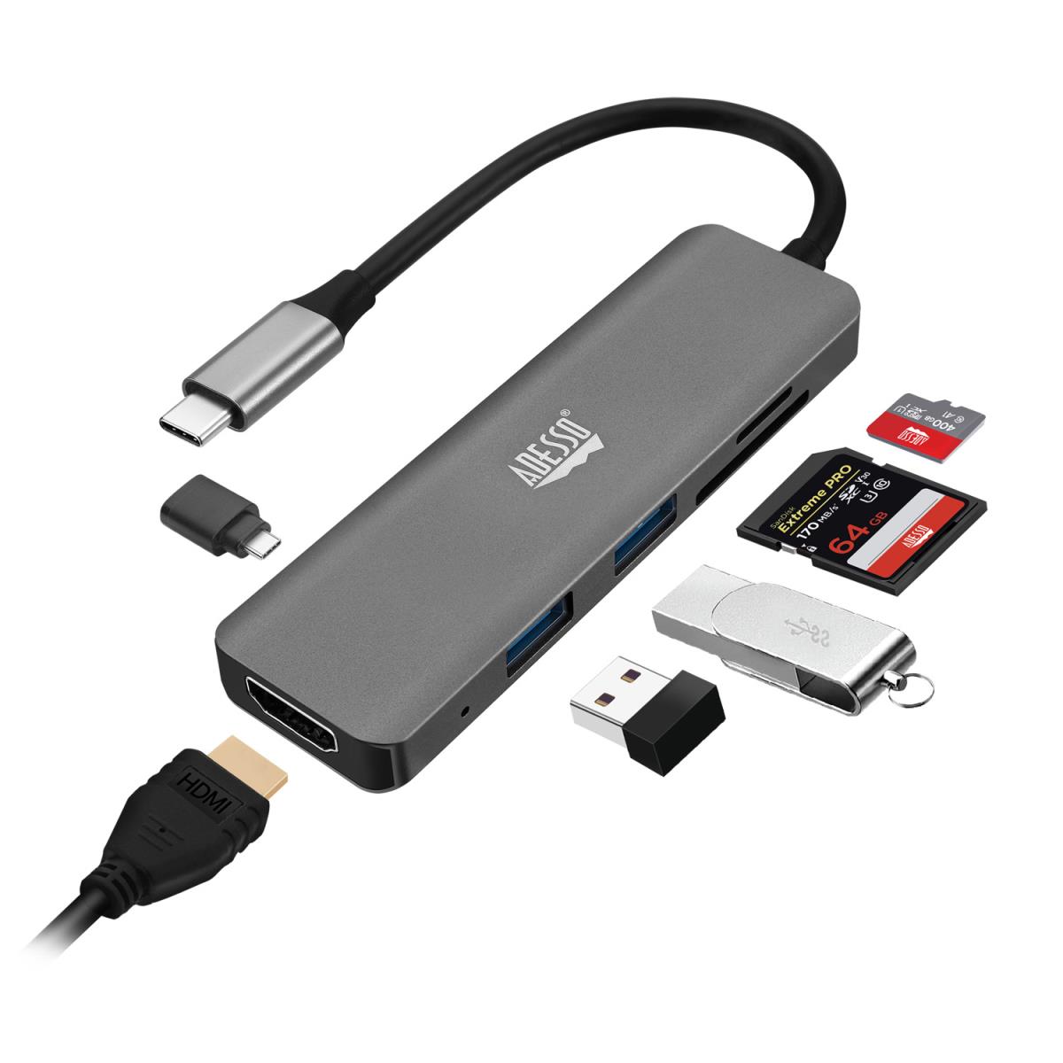 ADESSO 6-in-1 USB-c Multi-port Docking Station (taa Compliant)