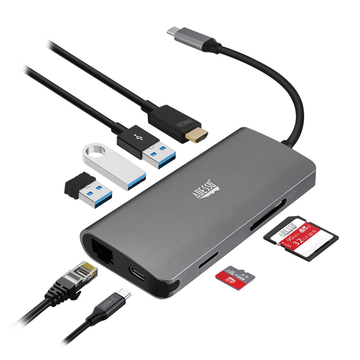 ADESSO 8 In 1 USB-c Multiport Docking Station