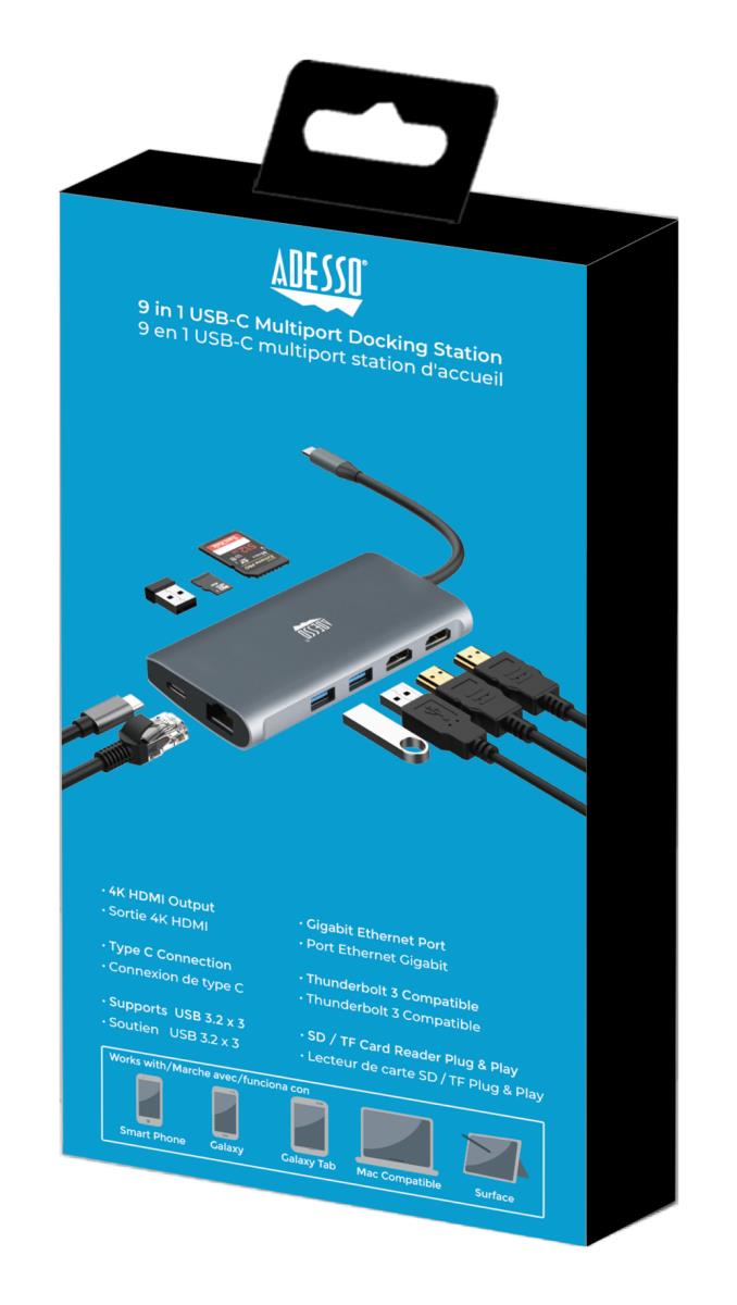 ADESSO Docking Station 9-in-1 USB-c Multi-port