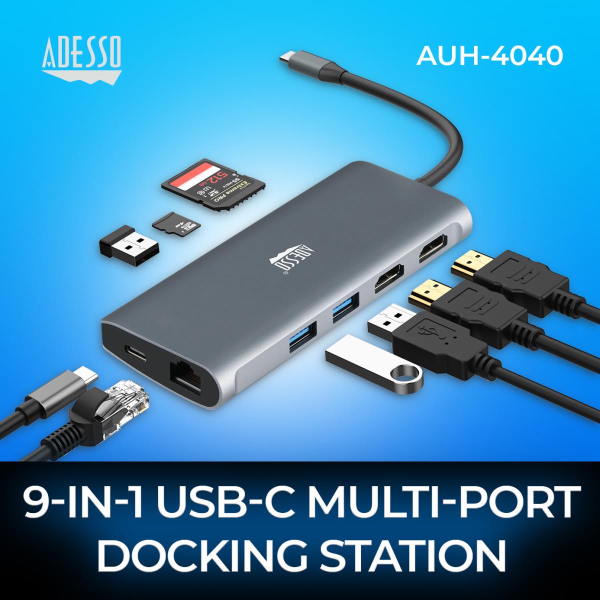 ADESSO Docking Station 9-in-1 USB-c Multi-port