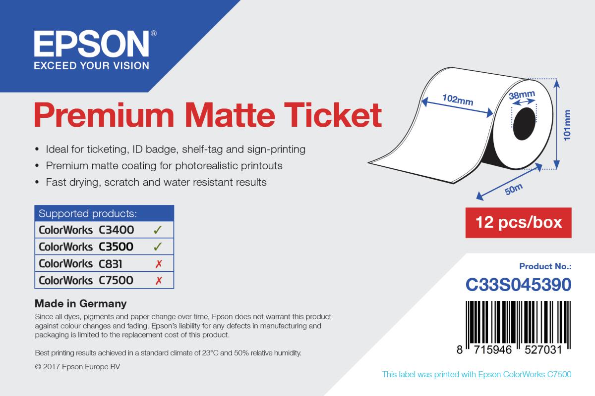 EPSON Premium Matte Ticket Roll 102mm X 50m