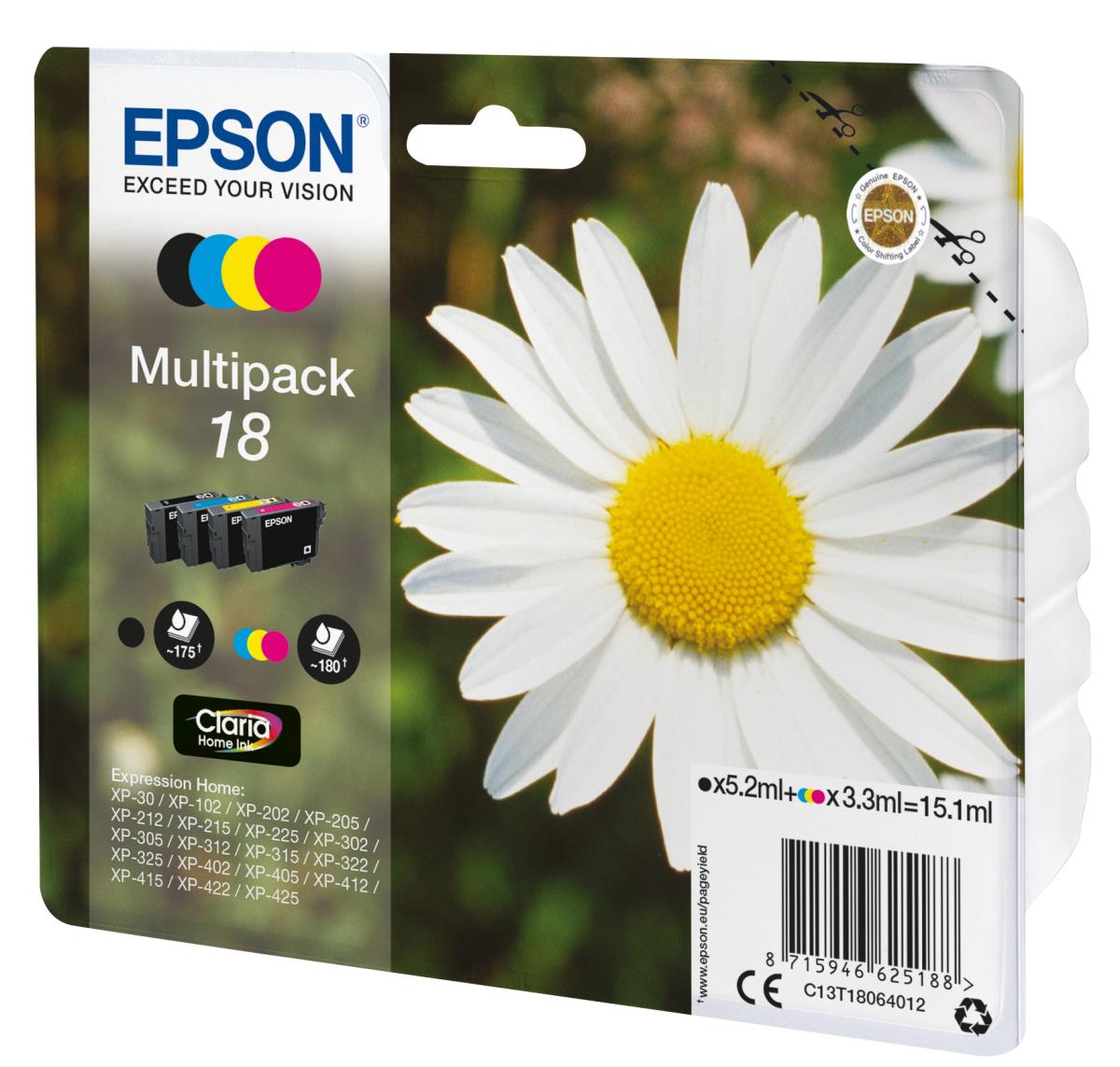 EPSON Ink Cartridge - 18 Daisy - 3.3ml - Black/ Cyan/ Yellow/ Magenta