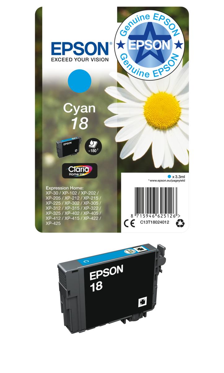 EPSON Ink Cartridge - 18 Daisy - 3.3ml - Black/ Cyan/ Yellow/ Magenta