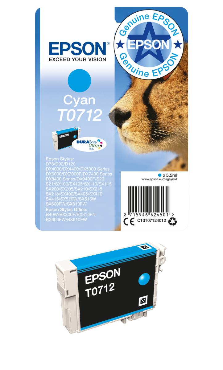 EPSON Ink Cartridge - T0712 - 5.5ml - Cyan