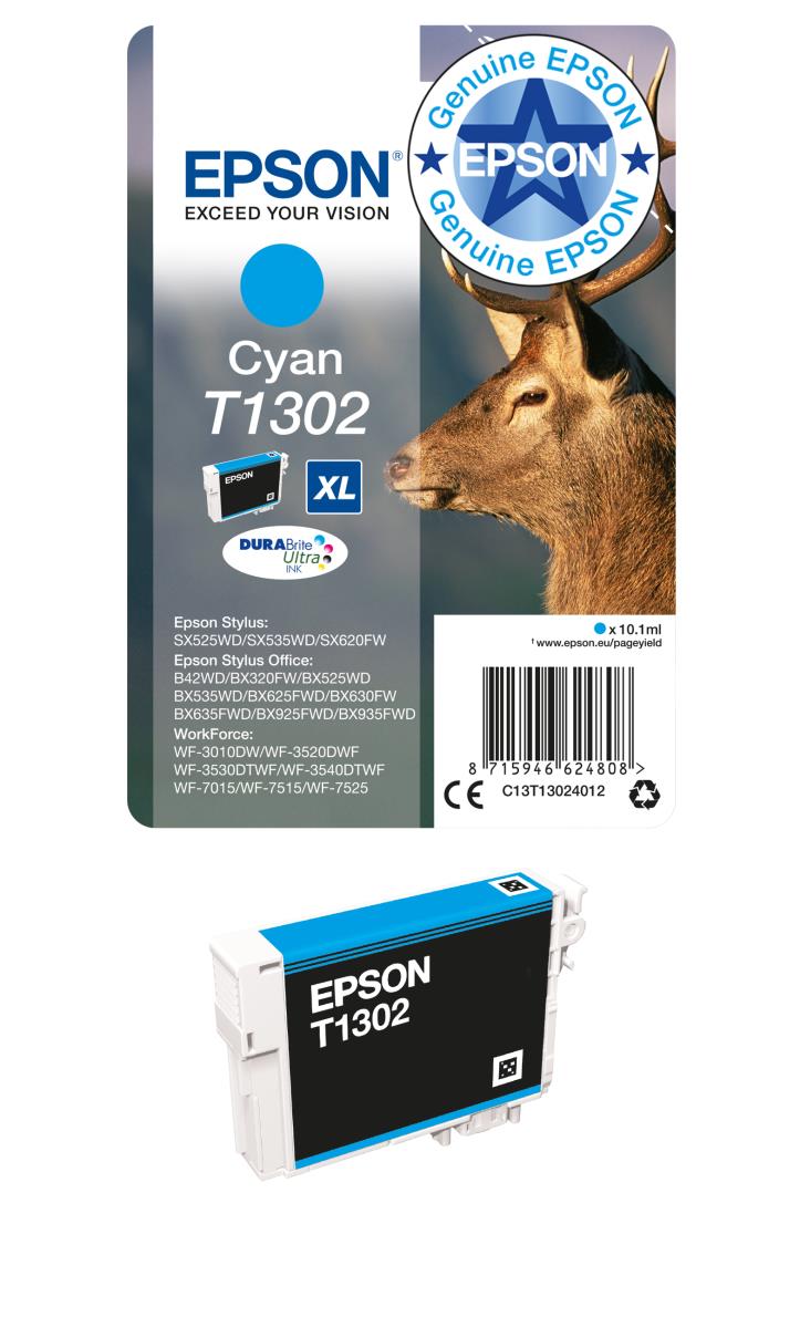 EPSON Ink Cartridge - T1302 Stag Xl - 10.1ml - Cyan