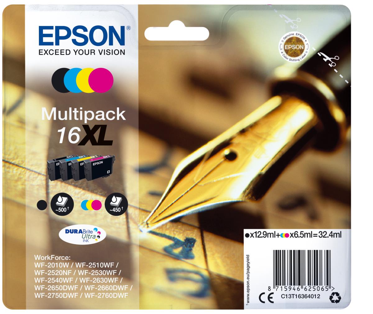 EPSON Ink Cartridge - 16xl Durabrite Ultra - 32.4ml - Black/ Yellow/ Cyan/ Magenta