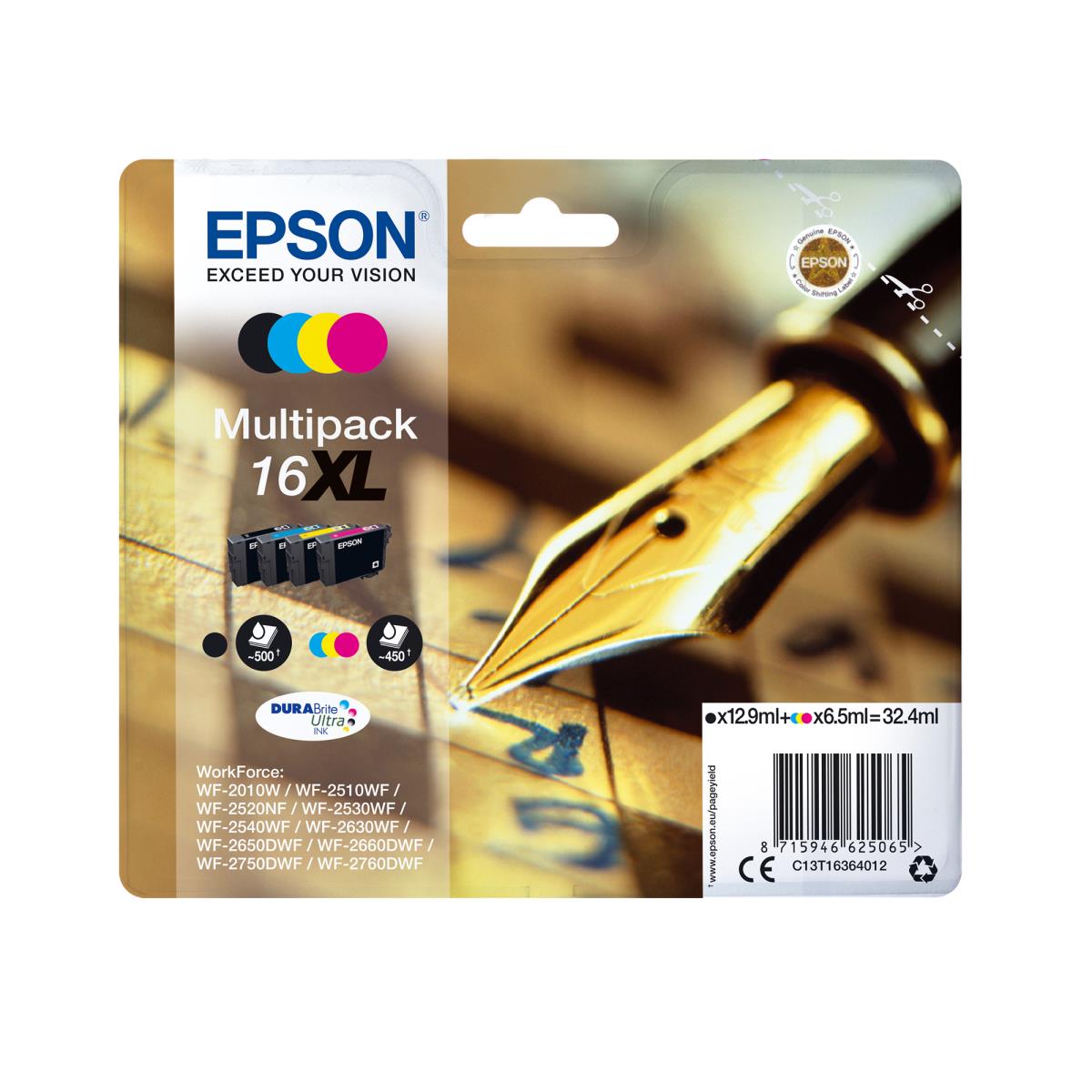 EPSON Ink Cartridge - 16xl Durabrite Ultra - 32.4ml - Black/ Yellow/ Cyan/ Magenta