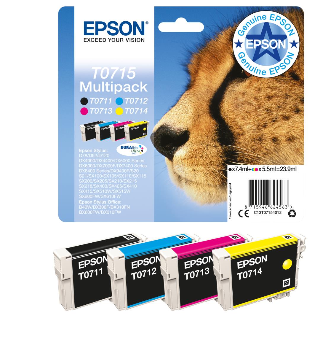 EPSON Ink Cartridge - T07154 - 23.9ml - C/ M/ Y