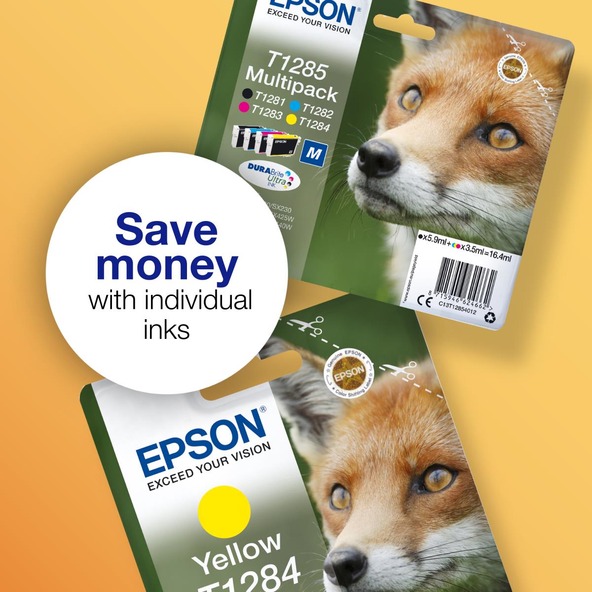 EPSON Ink Cartridge - T1285 Fox 3.5ml/ 5.9ml - Cyan/yellow/ Magenta/ Black
