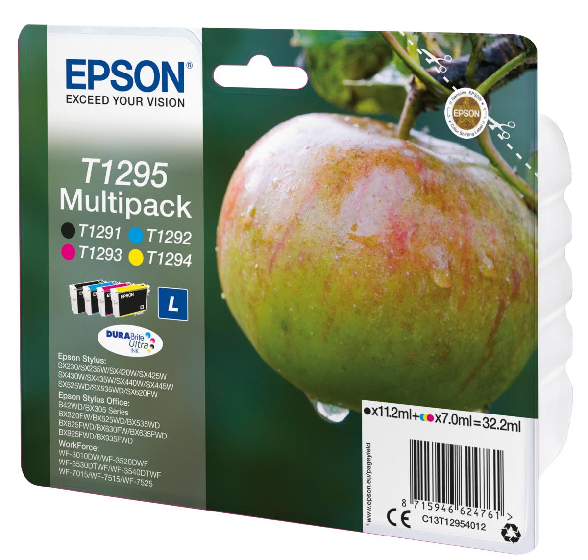 EPSON Ink Cartridge - T1295 Apple - 3x7ml - Cyan/ Magenta / Yellow - 11.2ml Black