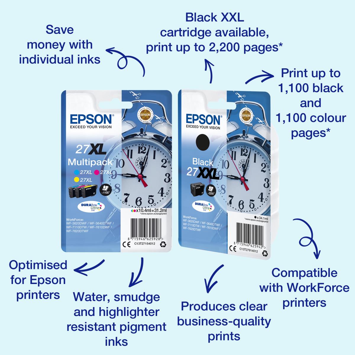 EPSON Ink Cartridge -  27 Alarm Clock - 3.6ml - Magenta