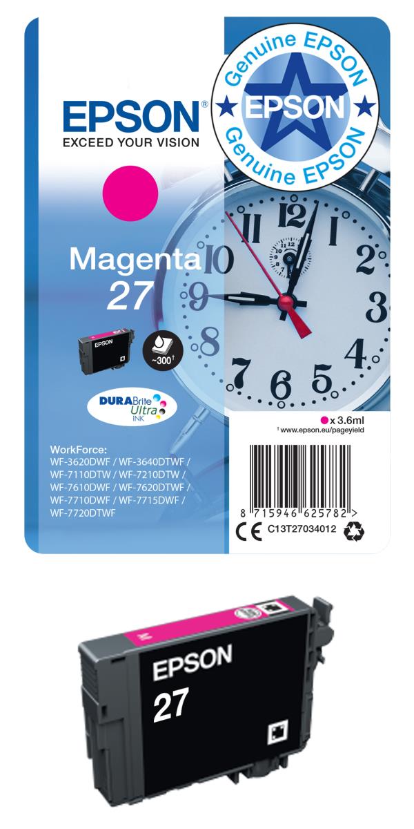 EPSON Ink Cartridge -  27 Alarm Clock - 3.6ml - Magenta