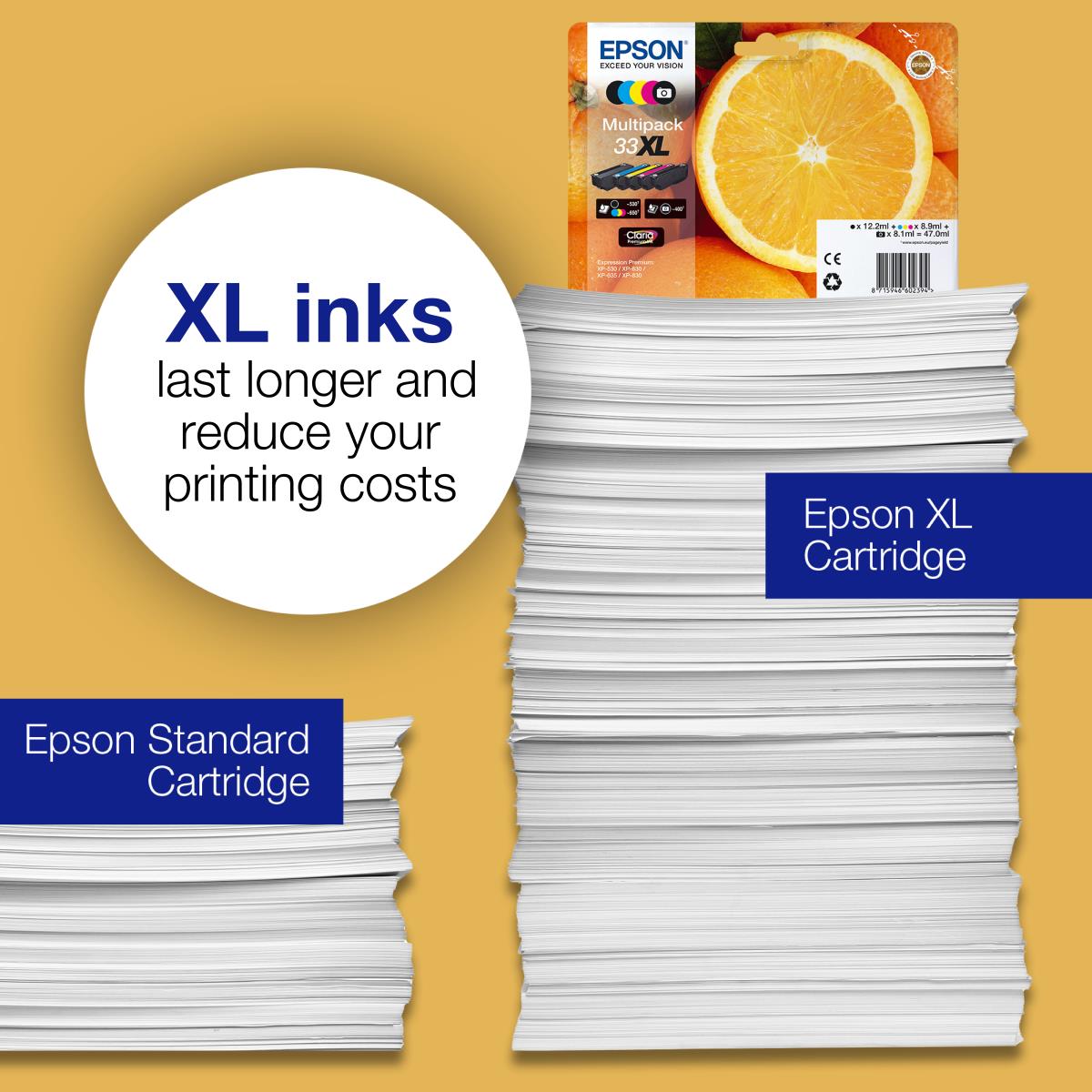 EPSON Ink Cartridge - 33xl Oranges - 8.9ml - Yellow