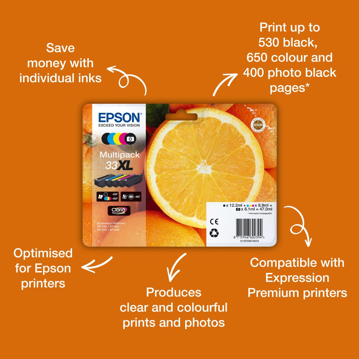 EPSON Ink Cartridge - 33xl Oranges - 8.9ml - Yellow