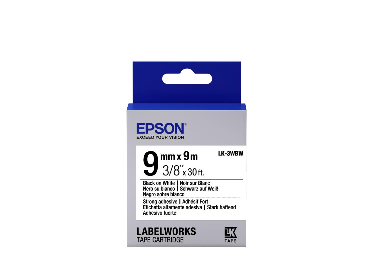 EPSON Label Cartridge Lk-3wbw Strong Adhesive 9mm Black/ White