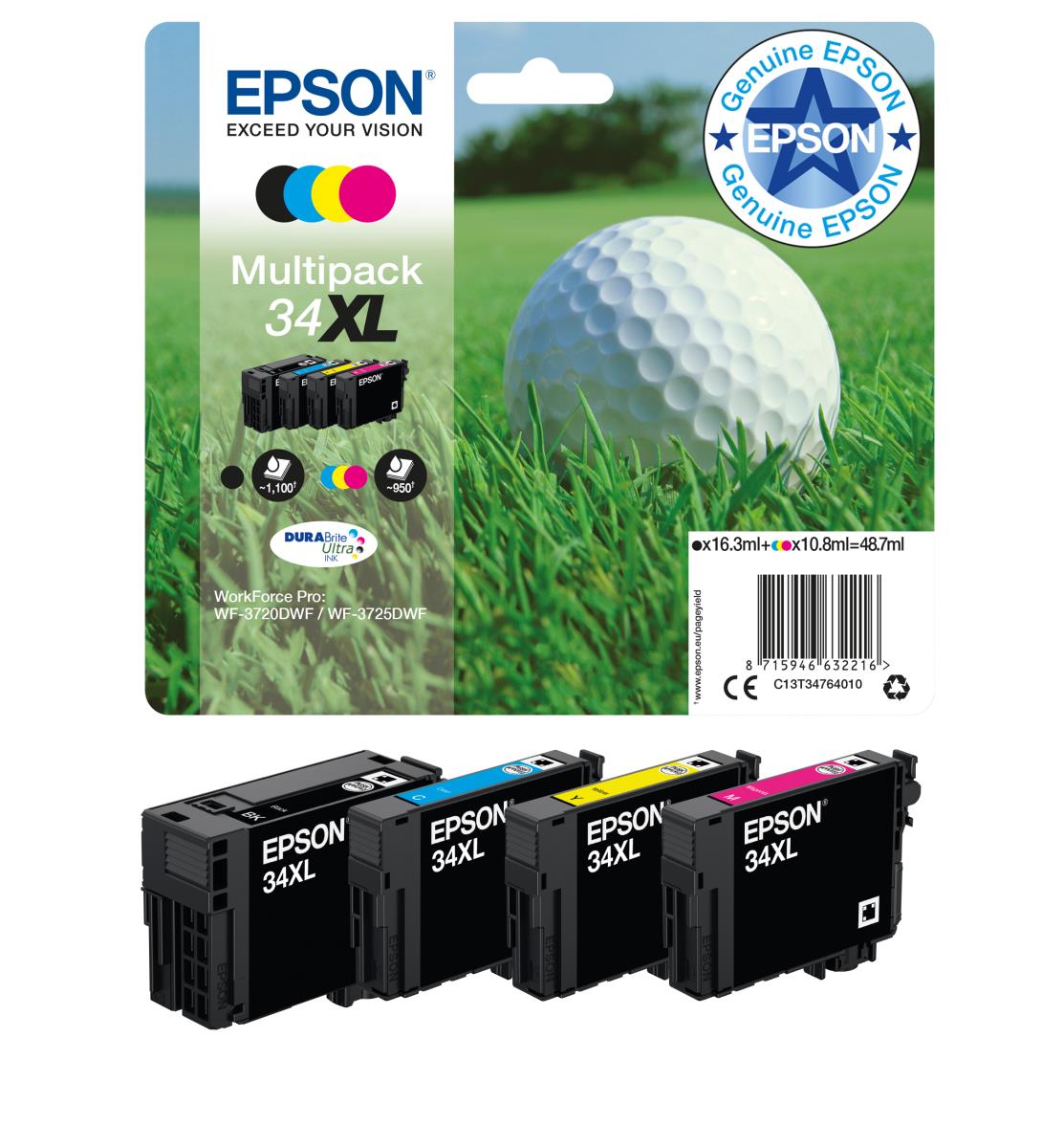 EPSON Ink Cartridge - 34xl - Golf Ball - Multipack - High Capacity