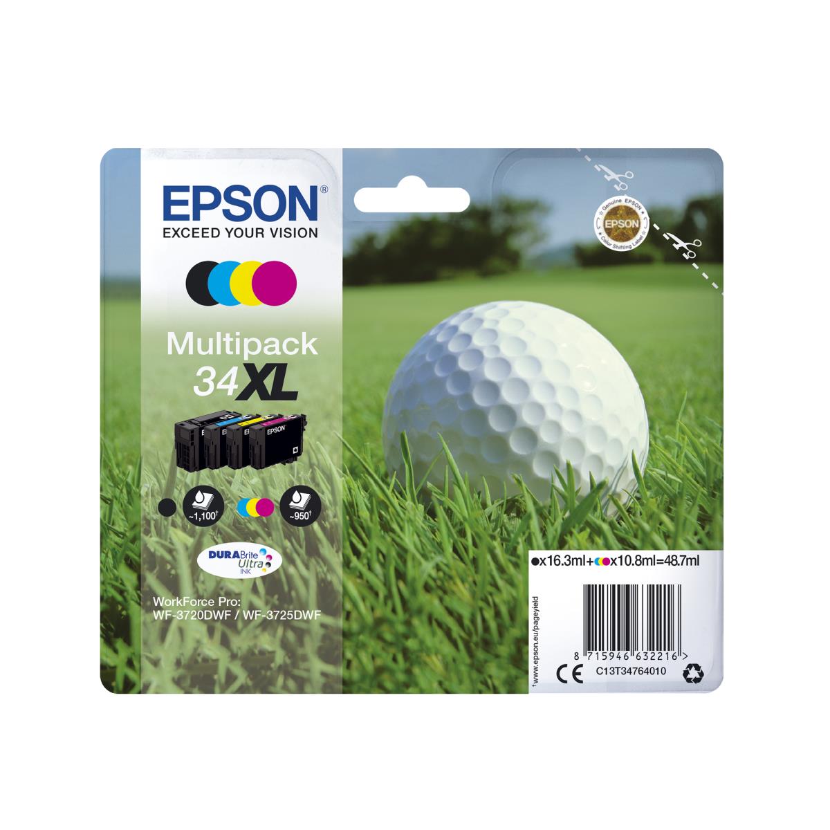 EPSON Ink Cartridge - 34 Golf Ball - Black - C/ M/ Y/ K