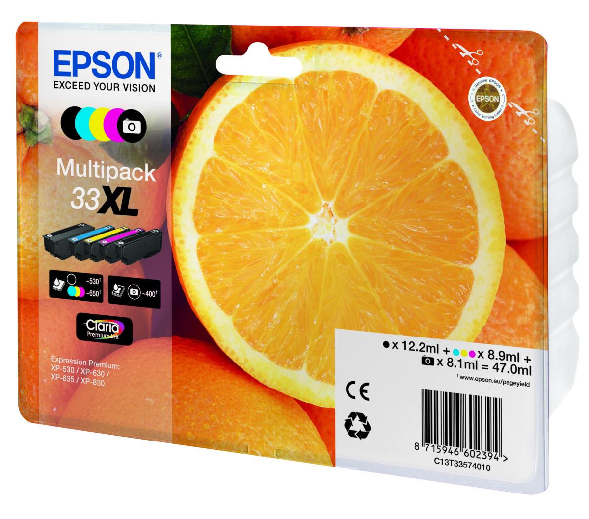 EPSON Ink Cartridge - 33 Xl - Black/ Yellow/ Cyan/ Magenta/ Photo Black Original Blister