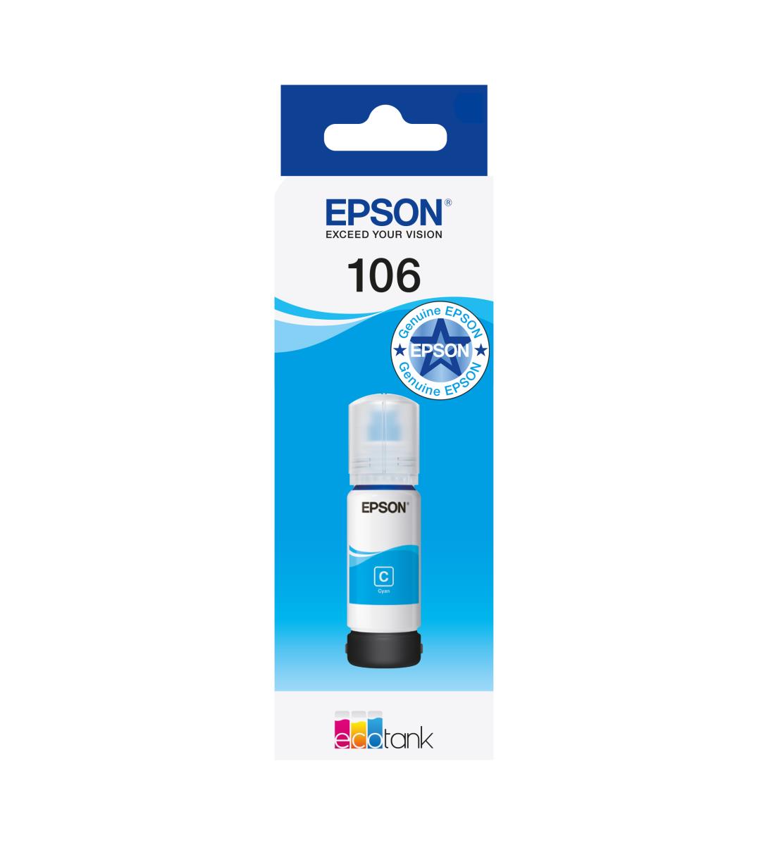 EPSON 106 Ecotank Ink Bottle 1 X 70 Ml Cyan (c13t00r240)
