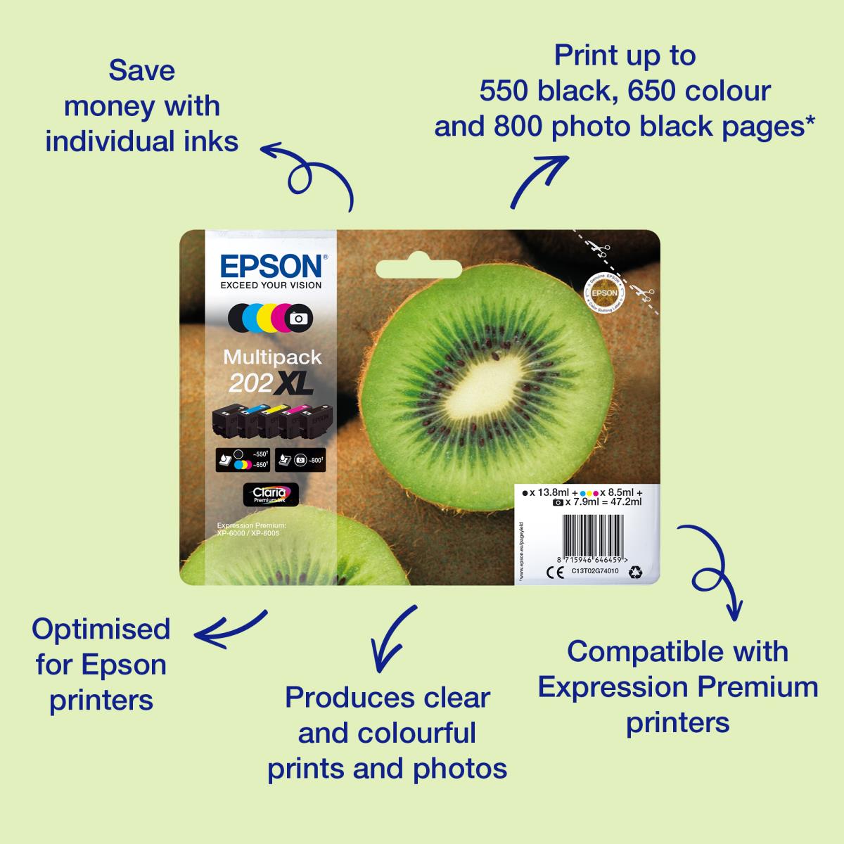 EPSON Ink Cartridge - 202 Kiwi 4.1ml - Magenta