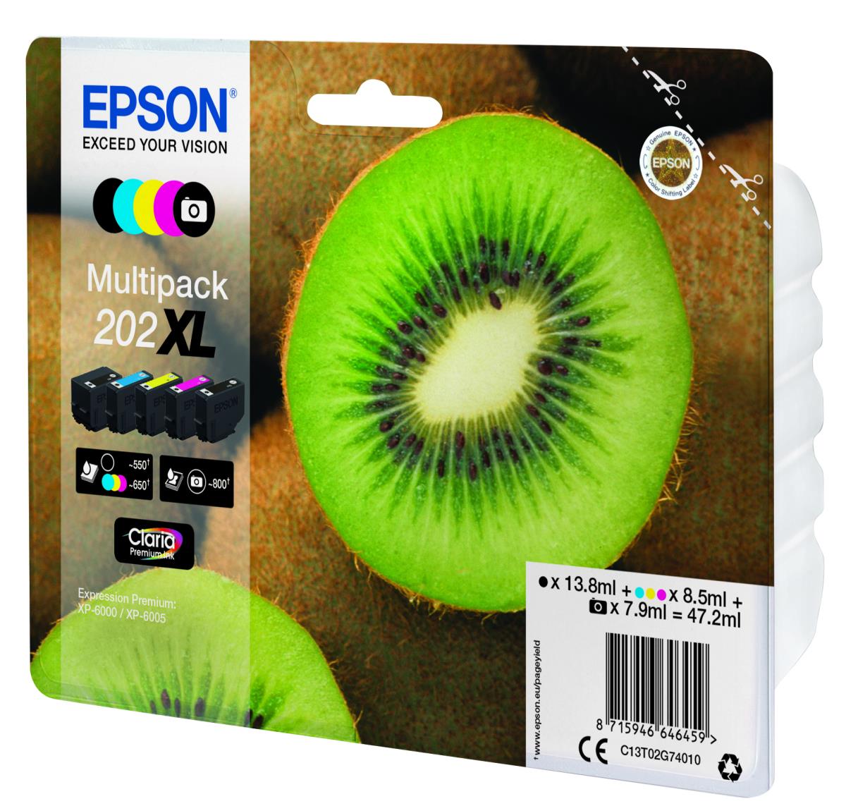 EPSON Ink Cartridge - 202xl Kiwi - Cyan/ Magenta/ Yellow/ Photo Black