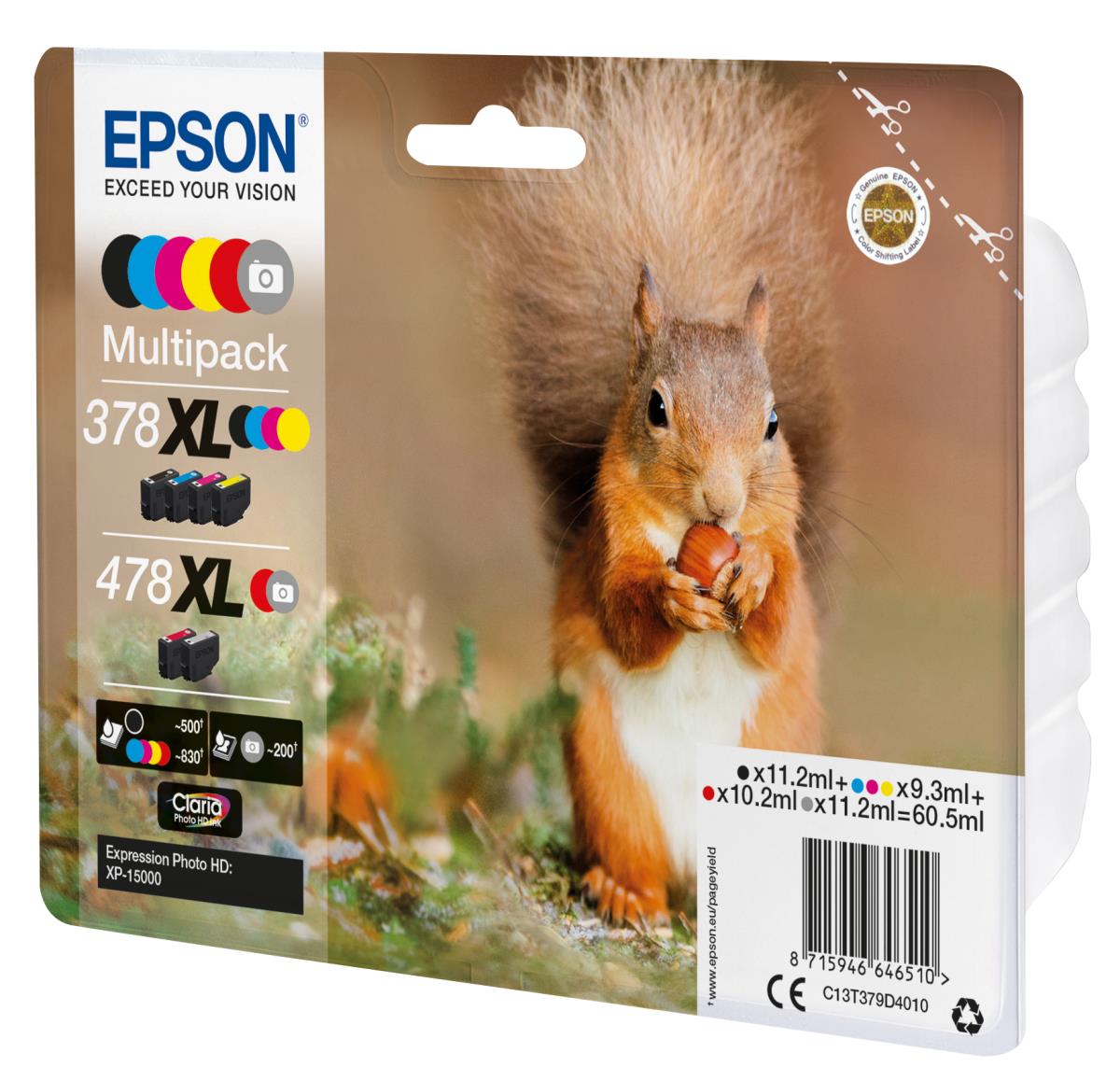 EPSON Ink Cartridge - 378xl + 478xl Squirrel - Grey/ Black/ Yellow/ Cyan/ Magenta/ Red