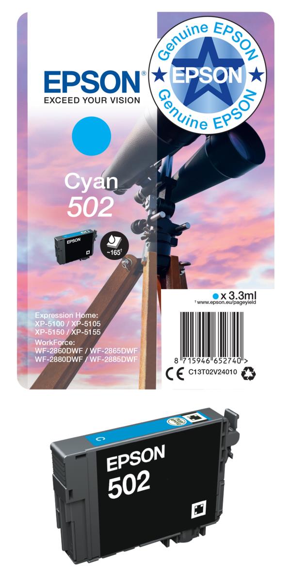 EPSON Ink Cartridge - 502xl Binocular -  9.2ml Black - 6.4ml C/m/y