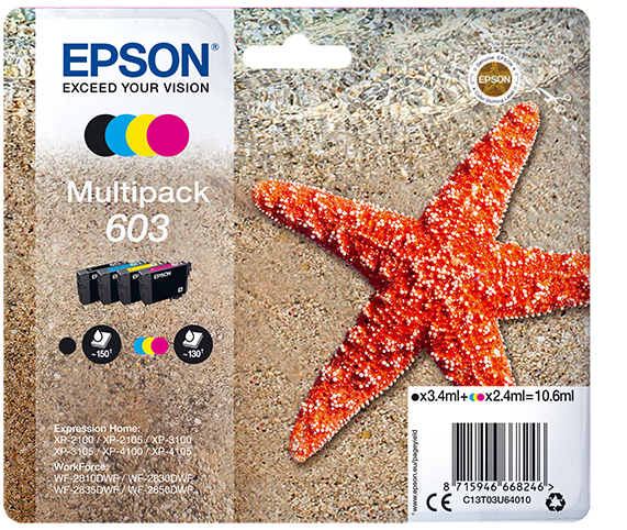 EPSON Ink Cartridge - 603 3.4ml Black / 2.4ml Cyan/ Maghenta / Yellow