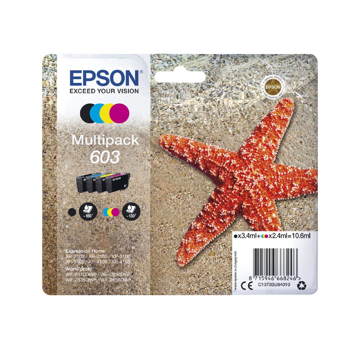 EPSON Ink Cartridge - 603 3.4ml Black / 2.4ml Cyan/ Maghenta / Yellow