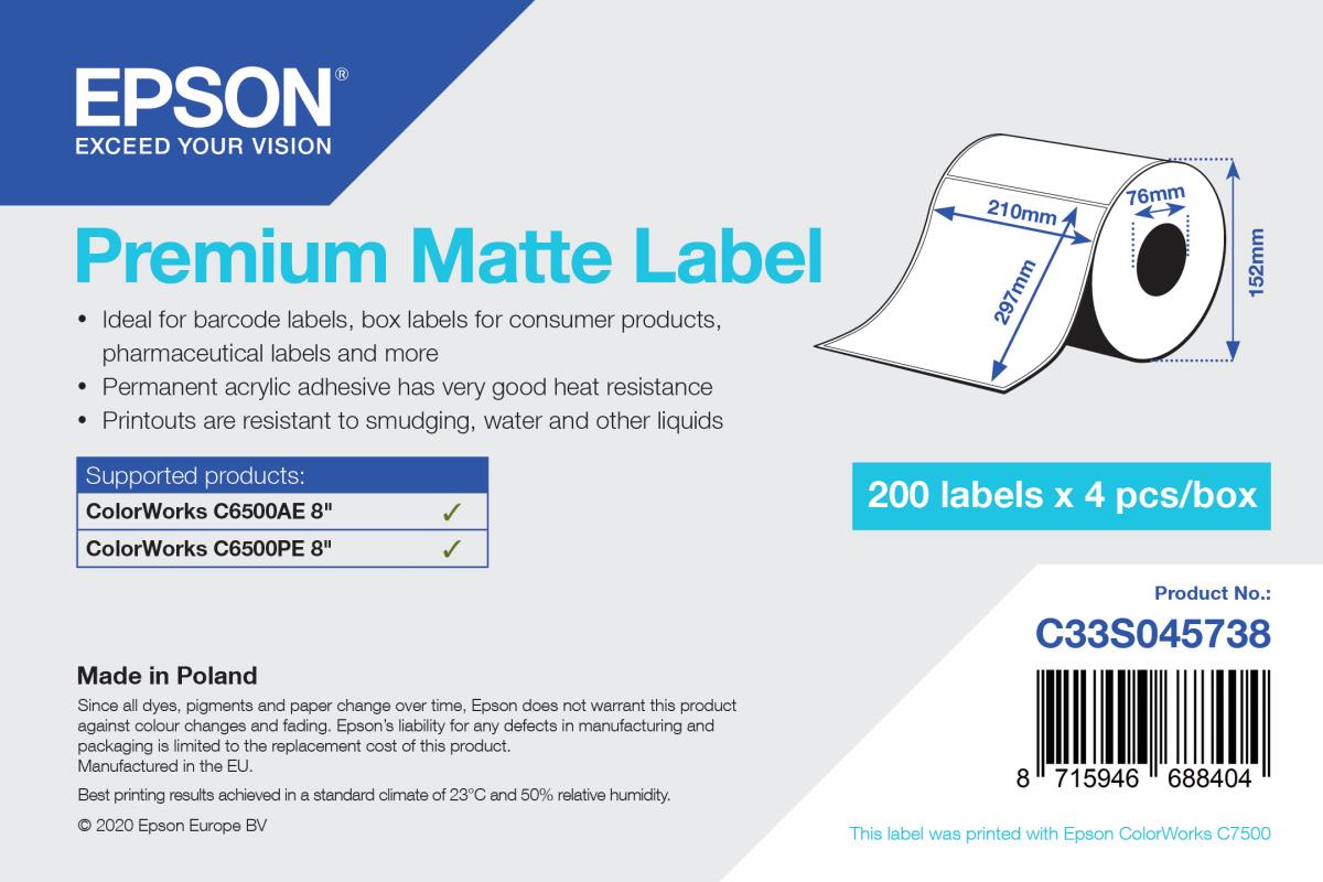 EPSON Premium Matte Label Die Cutroll 210mmx297mm 200 Labels