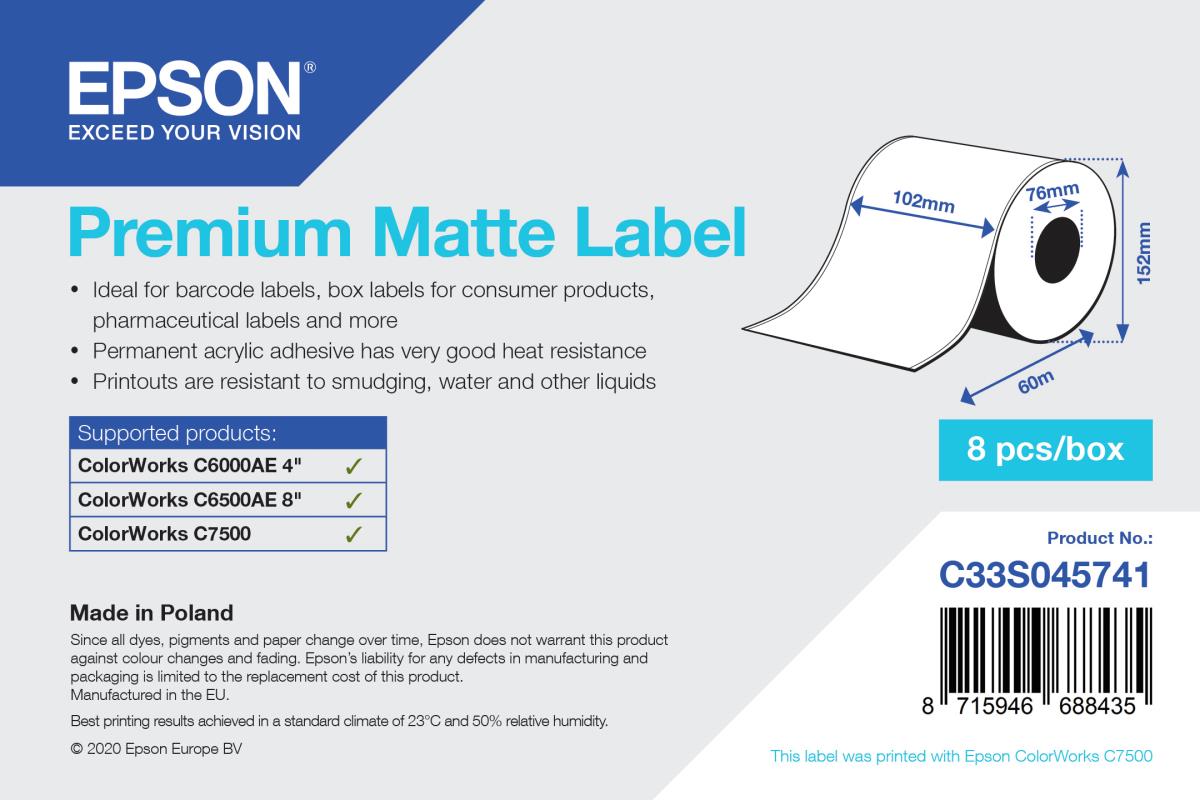 EPSON Premium Matte Label Continuous Roll 102mmx60m