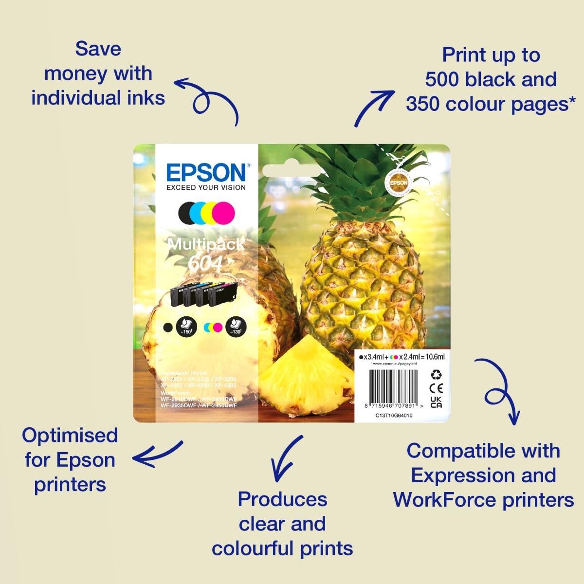 EPSON Ink Cartridge - 604 Starfish - 2.4ml - Yellow