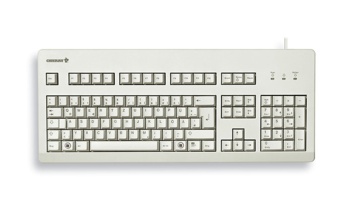 CHERRY Keyboard G80-3000 Wired Professional With Gold Crosspoint Contacts Ps2 Or USB Qwertzu German Light Grey