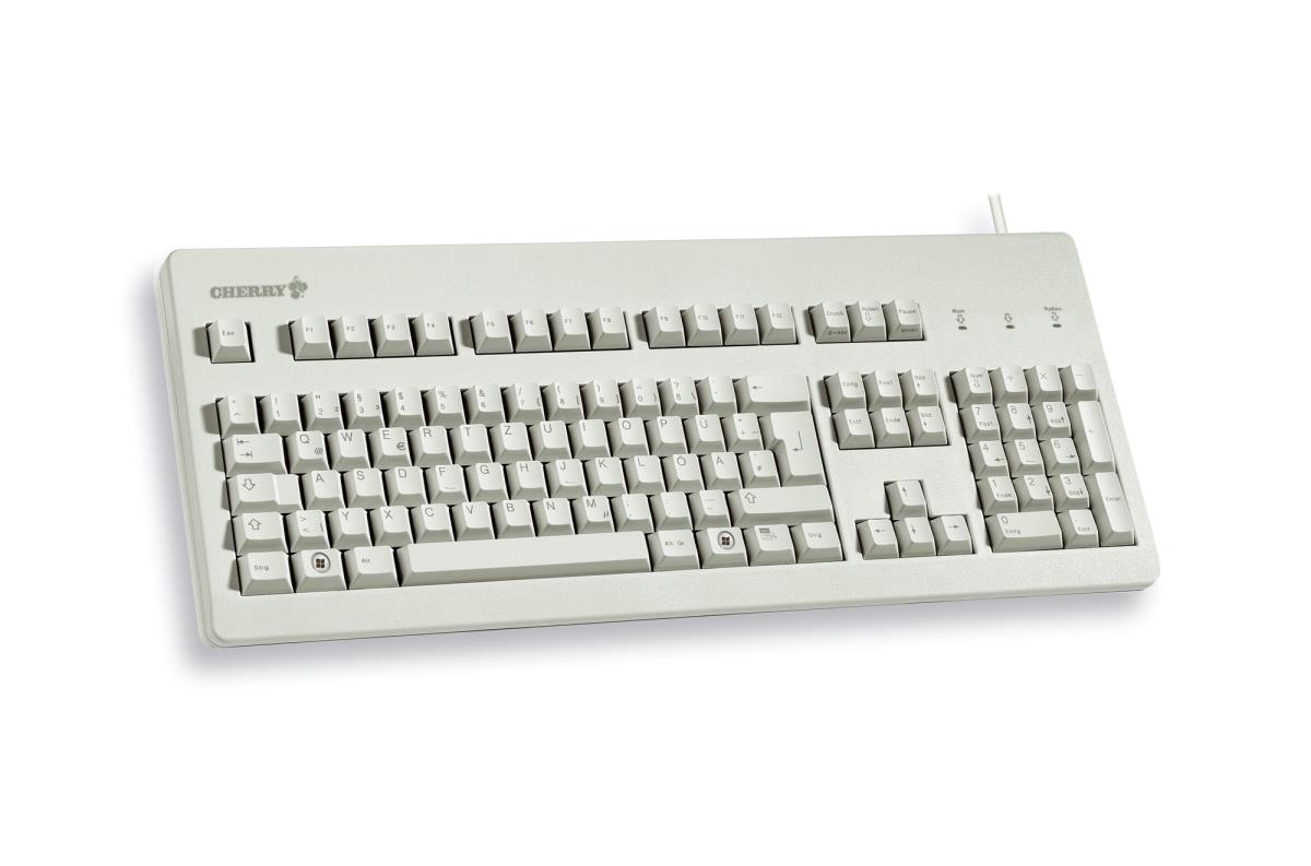CHERRY Keyboard G80-3000 Wired Professional With Gold Crosspoint Contacts Ps2 Or USB Qwertzu German Light Grey