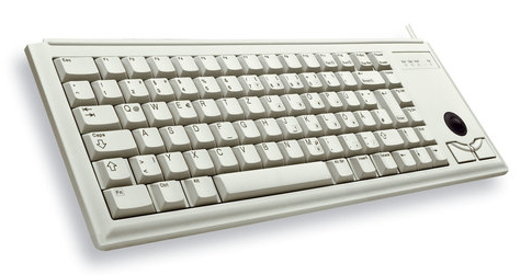 CHERRY Corded G84-4400 Compact Desktop Ultraflat - Keyboard with Trackball - USB - Light Gray - UK