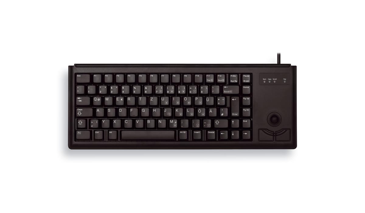 CHERRY Corded G84-4400 Compact Desktop Ultraflat - Keyboard with Trackball - USB - Black - Qwertzu German