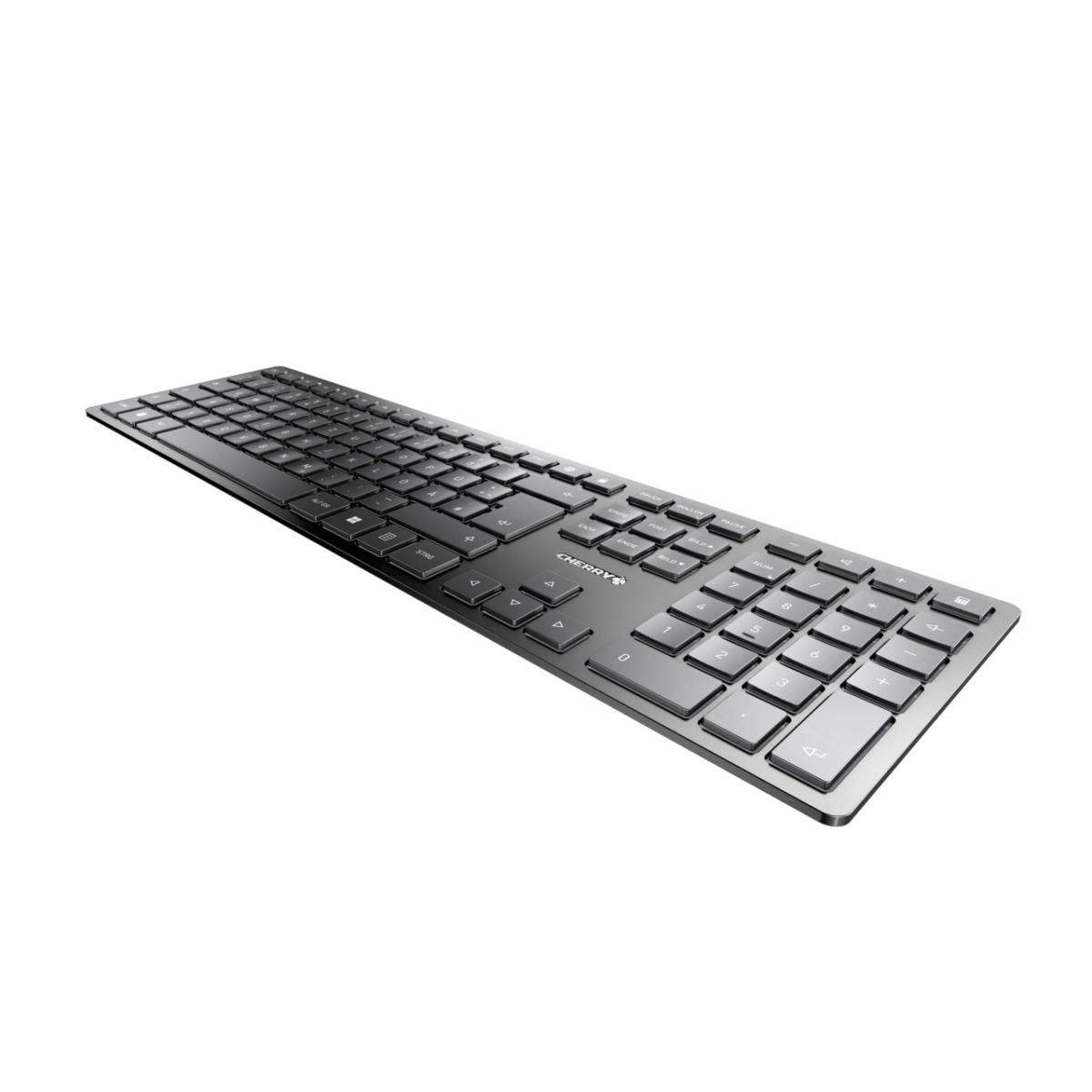 CHERRY KW 9100 SLIM Rechargeable Keyboard - Wireless or Bluetooth - Black - Qwertzu German