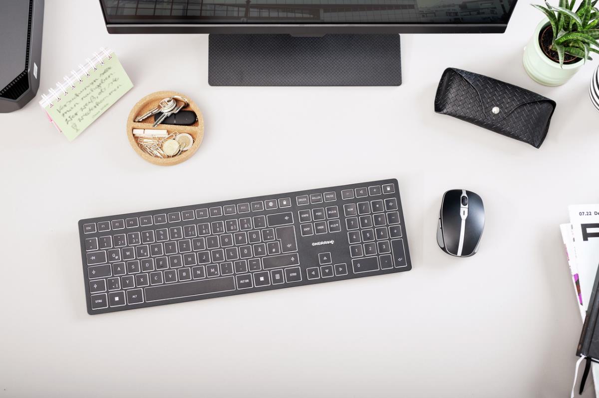 CHERRY KW 9100 SLIM Rechargeable Keyboard - Wireless or Bluetooth - Black - Qwerty UK