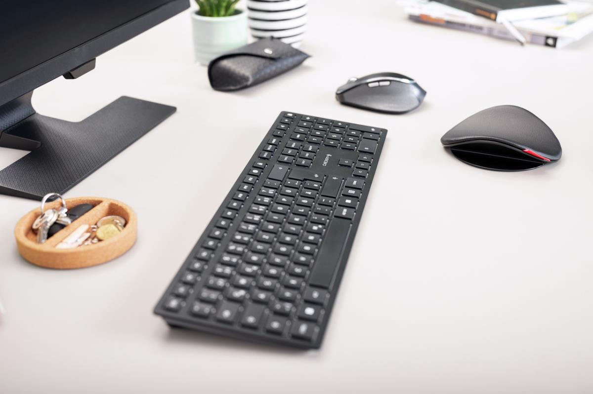 CHERRY KW 9100 SLIM Rechargeable Keyboard - Wireless or Bluetooth - Black - Qwerty UK