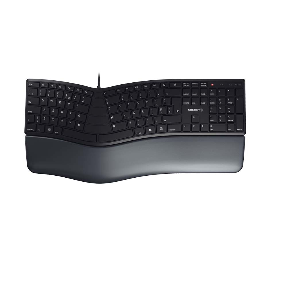 CHERRY Corded KC 4500 ERGO Keyboard - USB - Black - Qwerty UK