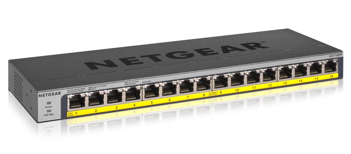 NETGEAR Gigabit Unmanaged Switch 16-Port PoE/PoE+ 183w