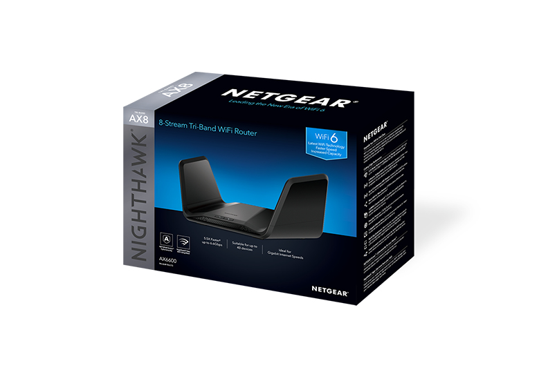 NETGEAR RAX70 Nighthawk Tri-band AX8 Wi-Fi 6 Router 8-Stream AX6600