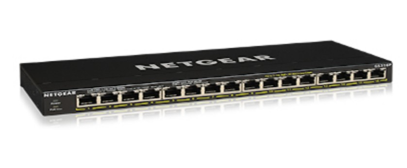 NETGEAR Unmanaged Essentials Switch PoE+ GS316P - 16-Port GbE (115W)