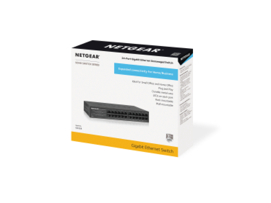 NETGEAR Unmanaged Essentials Switch GS324v2 - 24-Port GbE