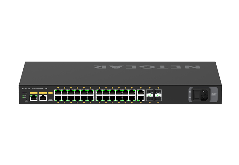 NETGEAR GSM4230P - M4250-26G4F-PoE+ AV Line Managed Switch 2x1G and 4xSFP, 24x1G PoE+ 300W