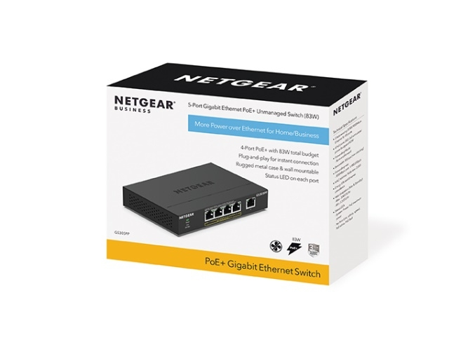 NETGEAR Unmanaged Essentials Switch PoE+ GS305PPv3 - 5-Port GbE (83W)