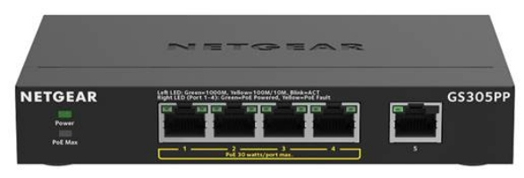 NETGEAR Unmanaged Essentials Switch PoE+ GS305PPv3 - 5-Port GbE (83W)