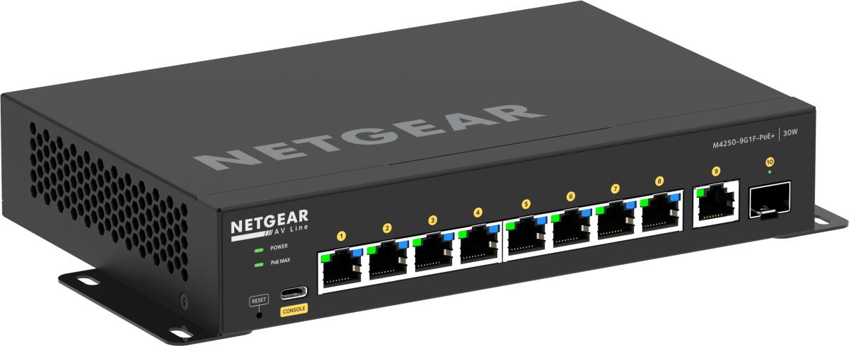 NETGEAR AV Line Managed Desktop Switch M4250-9G1F-PoE+ (GSM4210PD) - 8x1G PoE+ 110W 1x1G and 1xSFP Port